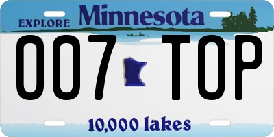 MN license plate 007TOP