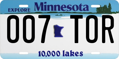 MN license plate 007TOR