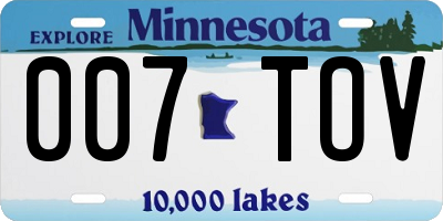 MN license plate 007TOV