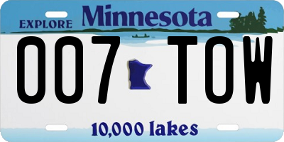 MN license plate 007TOW