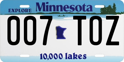 MN license plate 007TOZ