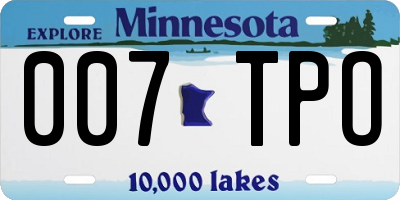 MN license plate 007TPO