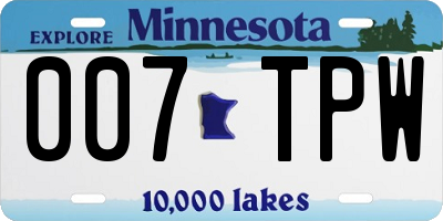 MN license plate 007TPW