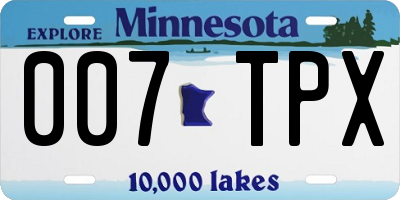 MN license plate 007TPX