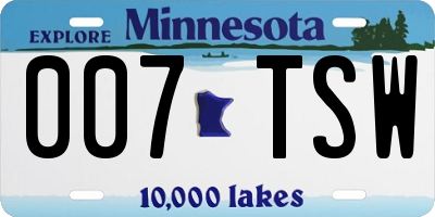 MN license plate 007TSW