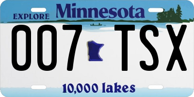 MN license plate 007TSX