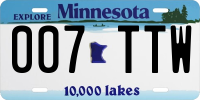 MN license plate 007TTW