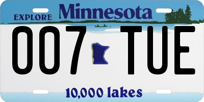 MN license plate 007TUE