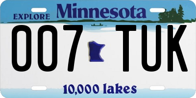 MN license plate 007TUK
