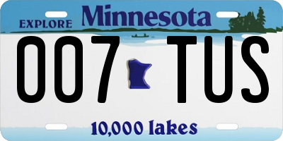 MN license plate 007TUS