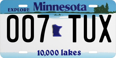 MN license plate 007TUX