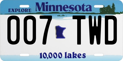 MN license plate 007TWD