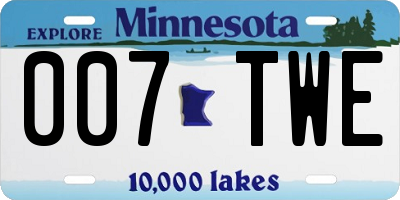 MN license plate 007TWE
