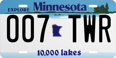 MN license plate 007TWR
