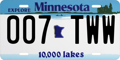 MN license plate 007TWW
