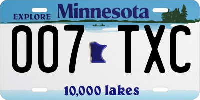 MN license plate 007TXC