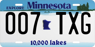 MN license plate 007TXG