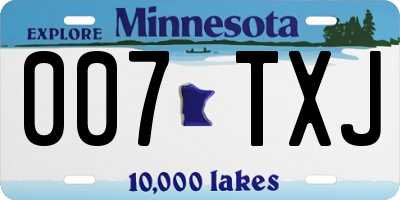 MN license plate 007TXJ