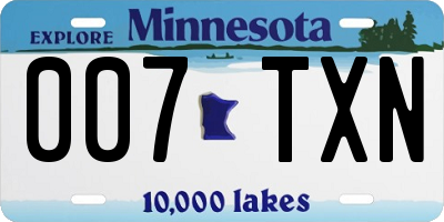 MN license plate 007TXN