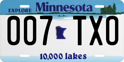 MN license plate 007TXO