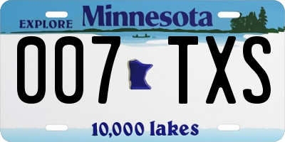 MN license plate 007TXS