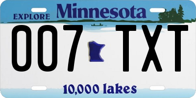 MN license plate 007TXT