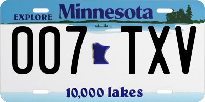 MN license plate 007TXV