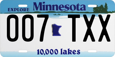 MN license plate 007TXX