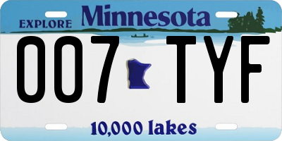 MN license plate 007TYF