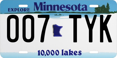 MN license plate 007TYK