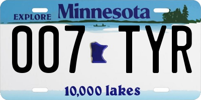 MN license plate 007TYR