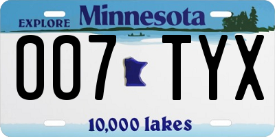 MN license plate 007TYX