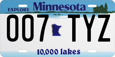 MN license plate 007TYZ