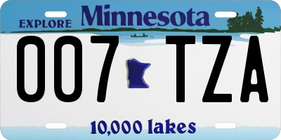 MN license plate 007TZA