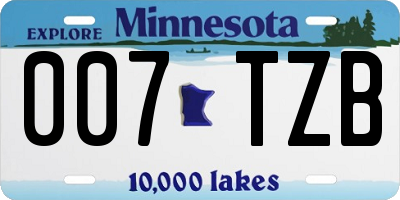 MN license plate 007TZB
