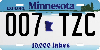 MN license plate 007TZC