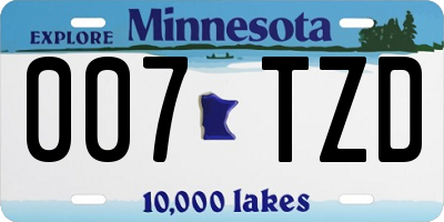 MN license plate 007TZD