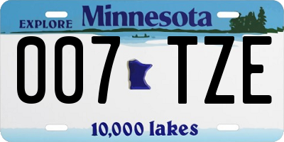 MN license plate 007TZE