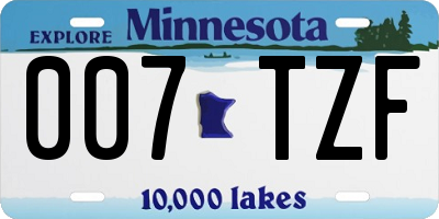 MN license plate 007TZF