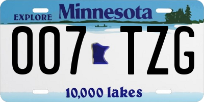 MN license plate 007TZG