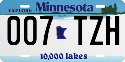 MN license plate 007TZH