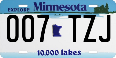 MN license plate 007TZJ