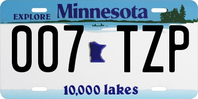 MN license plate 007TZP