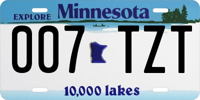 MN license plate 007TZT