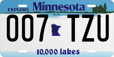 MN license plate 007TZU