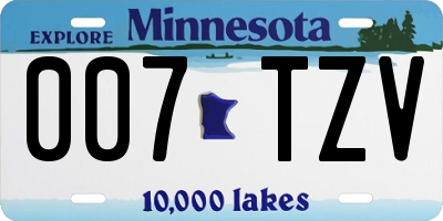 MN license plate 007TZV
