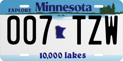MN license plate 007TZW