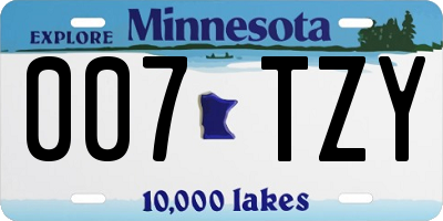 MN license plate 007TZY