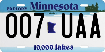 MN license plate 007UAA