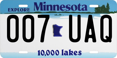 MN license plate 007UAQ